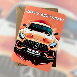Tarjeta de cumpleaños de coche personalizada Tarjeta de cumpleaños personalizada Regalo para amantes de los coches Regalo para amigos Regalo para compañeros de trabajo Tarjeta de cumpleaños de superdeportivo