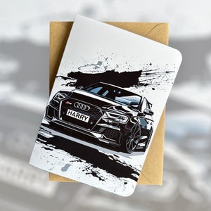 Personalisierte Registrierung Audi RS3 Geburtstagskarte Sportwagen Geburtstagskarte Angepasste Geburtstagskarte Geschenk für Auto-Liebhaber Geschenk für Freund