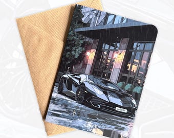 Tarjeta de cumpleaños personalizada de superdeportivo Tarjeta de cumpleaños Aventador Tarjeta de cumpleaños personalizada Regalo para amante de los coches Regalo para un amigo