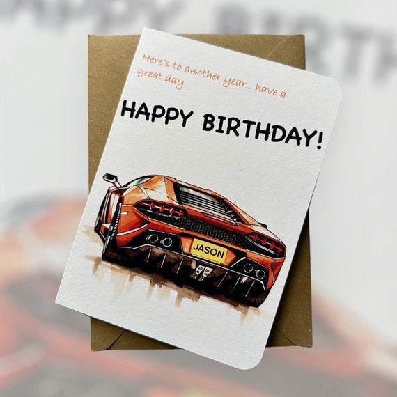Personalised Lamborghini Aventador Birthday Card Supercar Birthday