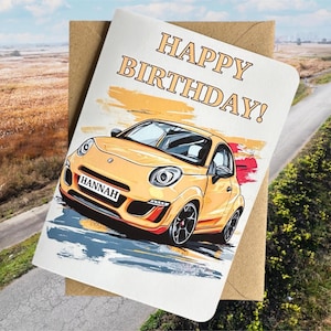Personalized Car Birthday Card Fiat Abarth Customized Birthday Card Classic Fiat Birthday Card Fiat 500 Car Lover Birthday Card