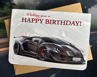 Tarjeta de cumpleaños de superdeportivo personalizada Tarjeta de cumpleaños para amantes de los coches Tarjeta de cumpleaños de coche personalizada Regalo para amigo loco por los coches Regalo para hijo Motivacional