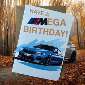 Gepersonaliseerde registratie auto verjaardagskaart BMW verjaardagskaart BMW M5 verjaardagskaart autoliefhebber verjaardagskaart cadeau voor autoliefhebber personaliseren