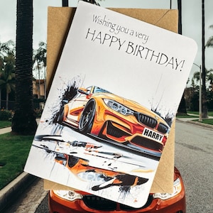 Personalisierte Auto Registrierung Geburtstagskarte Individuelle Sportwagen Geburtstagskarte BMW M4 Geburtstagskarte M4 Geburtstagskarte Geschenk für Auto-Liebhaber
