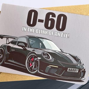 Carte d'anniversaire personnalisée pour voiture de sport Carte d'anniversaire personnalisée Supercar Carte d'anniversaire pour amateur de voiture Cadeau pour ami Cadeau pour petit ami fou de voiture