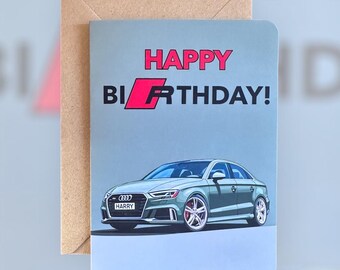 Tarjeta de cumpleaños personalizada para coche deportivo S3 Tarjeta de cumpleaños personalizada Tarjeta de cumpleaños para amantes de los coches Regalo para propietario de un S3