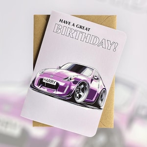 Personalisierte Sportwagen Geburtstagskarte Samsung 370z Geburtstagskarte Auto Geburtstagskarte Auto-Liebhaber Geburtstagskarte Geschenk für Autoliebhaber Petrol Kopf