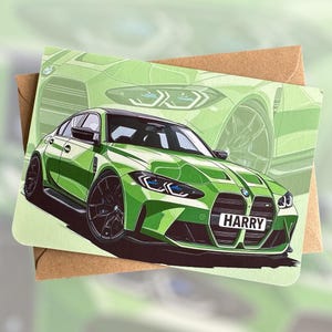 Carte d'anniversaire personnalisée pour voiture de sport Carte d'anniversaire personnalisée Supercar Carte d'anniversaire pour amateur de voiture Cadeau pour ami Cadeau pour petit ami fou de voiture