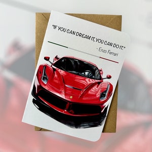 Inspiration carte d'anniversaire Ferrari Carte d'anniversaire citation Enzo Ferrari Carte d'anniversaire motivante Carte d'anniversaire Supercar Ferrari La Ferrari