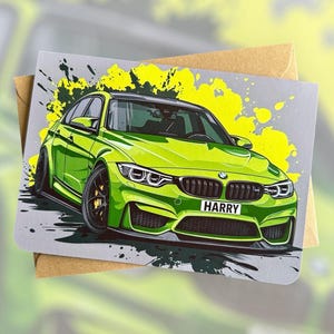 Carte d'anniversaire personnalisée pour voiture de sport Carte d'anniversaire personnalisée Supercar Carte d'anniversaire pour amateur de voiture Cadeau pour ami Cadeau pour petit ami fou de voiture
