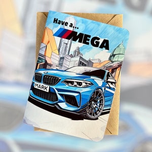 Gepersonaliseerde registratie BMW M2 competitie verjaardagskaart BMW verjaardagskaart auto verjaardagskaart M2 verjaardagskaart cadeau voor autoliefhebber BMW