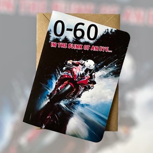 Personalisierte Motorrad-Geburtstagskarte für 0-60 Motorrad-Enthusiasten!