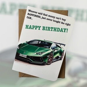 Personalisierte Registrierung Lamborghini Huracan Geburtstagskarte Kundenspezifische Lamborghini Geburtstagskarte Supercar Geburtstagskarte Geschenk für Autoliebhaber