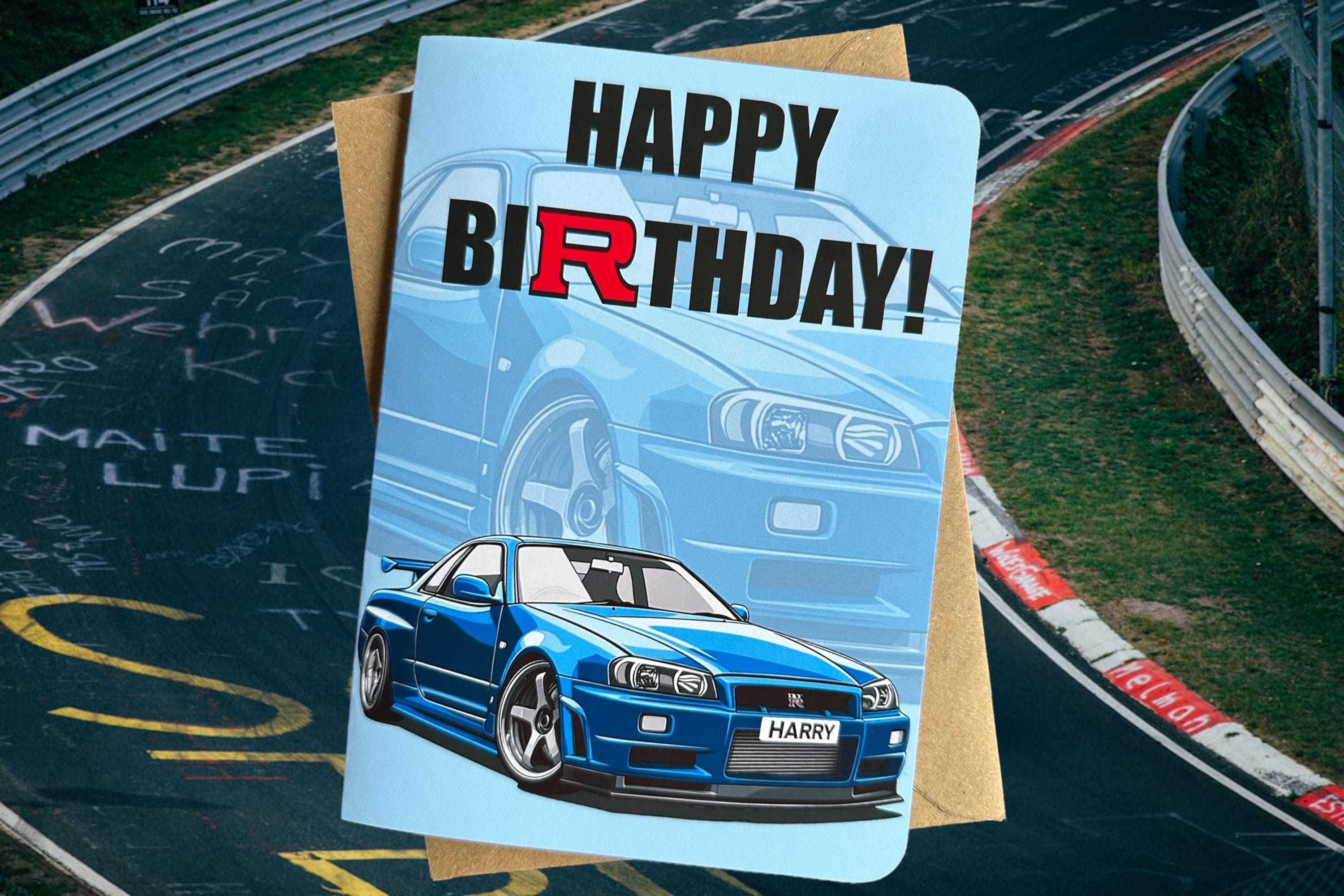 Personalised Nissan Skyline GT-R R34 Birthday Card Nissan Skyline