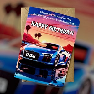 Personalisierte Registrierung Audi R8 Geburtstagskarte Audi Geburtstagskarte Sportwagen Geburtstagskarte Auto-Liebhaber Geburtstagskarte Geschenk für Auto-Liebhaber