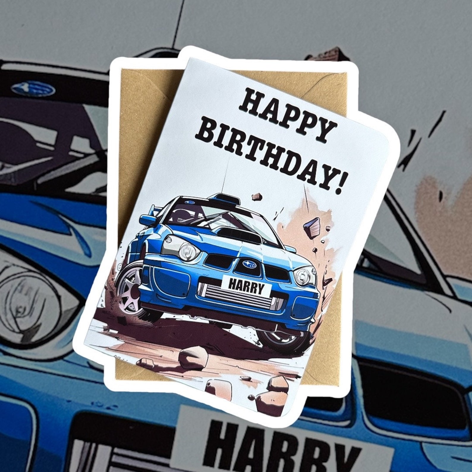 Personalised Registration Rally Car Birthday Card Customised Rally Car ...