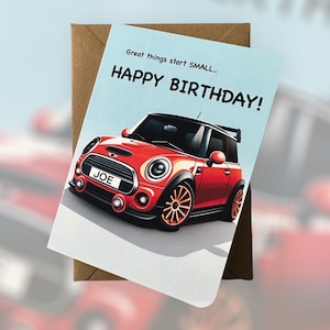 Mini Cooper Personalised Registration Birthday Card Personalised Gift For Car Lover Mini Cooper Enthusiast Birthday Card Mini Cooper