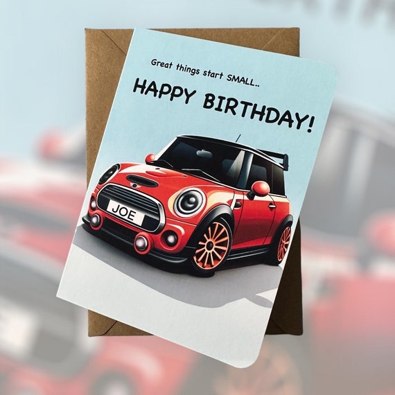Mini Cooper Personalised Registration Birthday Card Personalised