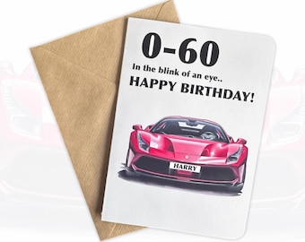 Tarjeta de cumpleaños personalizada de superdeportivo 488 Tarjeta de cumpleaños personalizada Tarjeta de cumpleaños para amantes de los coches Regalo para amantes de los coches Regalo para un amigo