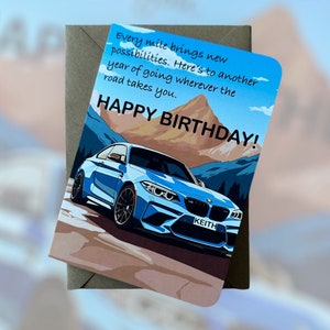 Gepersonaliseerde auto verjaardagskaart Autoliefhebber verjaardagskaart BMW M2 verjaardagskaart Aangepaste verjaardagskaart Cadeau voor vriend Cadeau voor collega