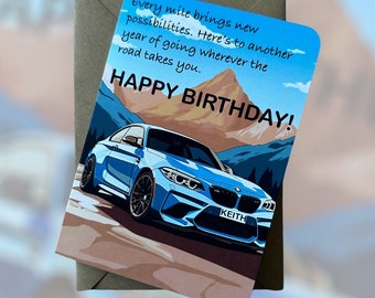Personligt bilfödelsedagskort bilälskare födelsedagskort BMW M2 födelsedagskort Anpassat födelsedagskort Present till vän Present till kollega