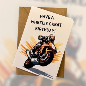 Have A Wheelie Great Birthday Card Birthday Card For Biker Motorbike Birthday Card Biker Birthday Card Birthday Card For Motorcyclist
