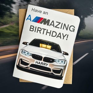 Gepersonaliseerde kentekenplaat verjaardagskaart auto Autoliefhebber verjaardagskaart Aangepaste sportwagen verjaardagskaart Cadeau voor auto Mad Friend