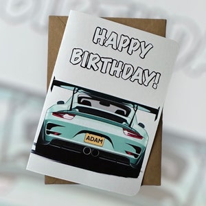 Personalisierte Sportwagen Geburtstagskarte Porsche Geburtstagskarte Geschenk für Auto-Liebhaber Geschenk für Freund Persoanlised Geschenk maßgeschneiderte Geburtstagskarte