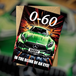 Personalisierte 0-60 & Anmeldung Sportwagen Geburtstagskarte Auto-Enthusiast Geburtstagskarte Mercedes-Benz Geburtstagskarte Geschenk für Autoliebhaber