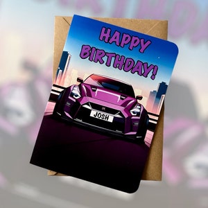 Tarjeta de cumpleaños personalizada con matrícula Nissan R35 GT-R Tarjeta de cumpleaños Nissan GT-R Tarjeta de cumpleaños personalizada con matrícula Nissan GT-R Tarjeta de cumpleaños