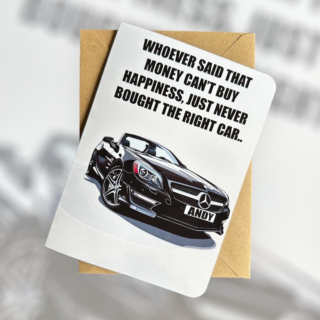Mercedes-benz SLK Personalised Registration Birthday Card Mercedes