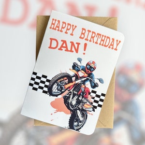 Personalized Dirt Bike Birthday Card Motorbike Birthday Card Dirt Biker Birthday Card Gift for Nephew Gift for Bike Mad Friend Biker