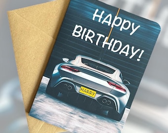 Personalised Registration Aston Martin Vantage Birthday Card Aston Martin Birthday Card Gift For Car Lover Birthday Card For Car Lover