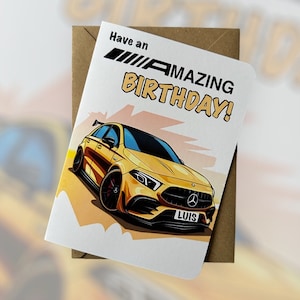 Personalisierte Registrierung Auto Geburtstagskarte Mercedes-Benz Geburtstag Sportwagen Geburtstagskarte Auto-Liebhaber Geburtstagskarte Geschenk für Auto-Liebhaber