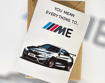 Personligt BMW M4 födelsedagskort BMW födelsedagskort M4 födelsedagskort BMW jubileumskort Personlig present till bilälskare Jubileumskort