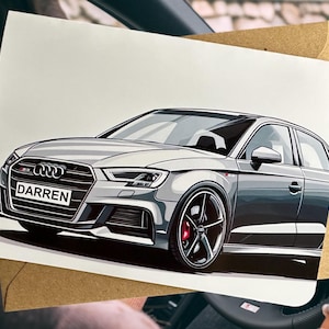 Personalisierte Auto Geburtstagskarte Individuelle Geburtstagskarte Audi S3 Geburtstagskarte Auto-Liebhaber-Geburtstagskarte Geschenk für Auto-Liebhaber Geschenk für Ihn