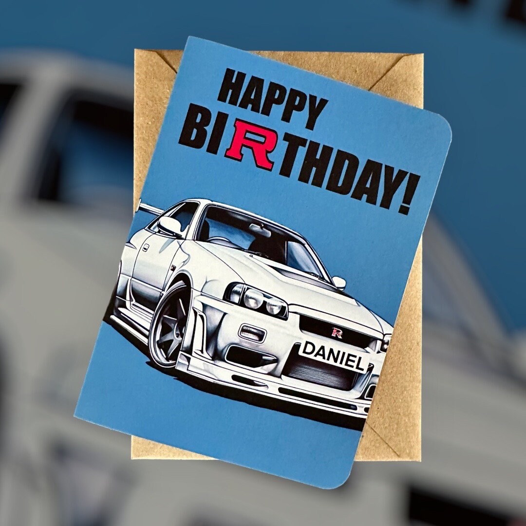 Personalised Car Birthday Card Nissan Skyline Birthday Card Sports