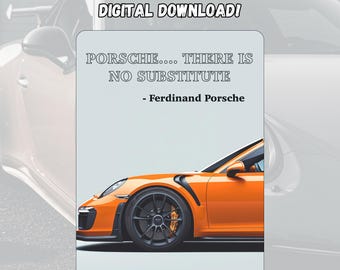 Karta urodzinowa samochodu sportowego Karta urodzinowa Porsche Karta urodzinowa Porsche Iconic Quote Karta urodzinowa samochodu wyścigowego Karta urodzinowa dla miłośnika samochodów Pobierz cyfrowo