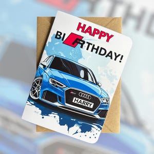 Personalisiertes Nummernschild Sportwagen Geburtstagskarte Audi RS3 Geburtstagskarte Angepasste Auto-Geburtstagskarte RS3 Geburtstagskarte Geschenk für ihn