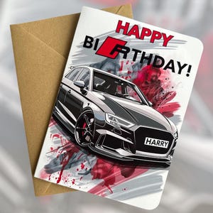 Personalisiertes Nummernschild Sportwagen Geburtstagskarte RS3 Geburtstagskarte Individuelle Auto Geburtstagskarte Geschenk für Autoliebhaber Geschenk für Mitarbeiter