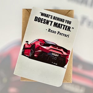 Carte d'anniversaire personnalisée Supercar, carte d'anniversaire Ferrari, carte d'anniversaire de voiture, carte d'anniversaire pour amoureux des voitures, citation d'Enzo Ferrari, cadeau pour amateur de voitures