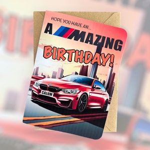 Carte d'anniversaire personnalisée BMW M4 Carte d'anniversaire BMW M4 Carte d'anniversaire M4 Carte d'anniversaire amateur de voitures Carte d'anniversaire M4 personnalisée