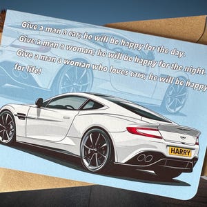 Carte d'anniversaire personnalisée de voiture de sport, carte d'anniversaire Supercar, cadeau pour amateur de voiture, cadeau pour ami, carte d'anniversaire de voiture drôle, cadeau personnalisé