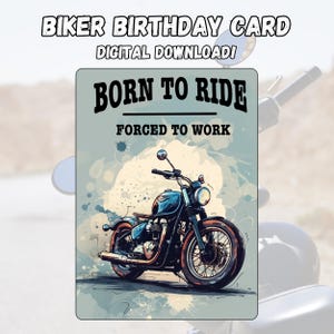 Né pour rouler forcé de travailler, carte d'anniversaire motard passionné pour lui, petit-fils ou fils, carte d'anniversaire moto, carte d'anniversaire motard drôle