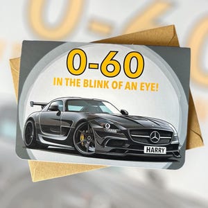 Personalisierte Supercar Geburtstagskarte Geschenkideen für Petrol Heads Auto-Liebhaber Geburtstagskarte Geschenk für Car Mad Friend Mercedes-Benz SLS