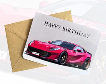 Tarjeta de cumpleaños de superdeportivo 812 Tarjeta de cumpleaños superrápida Tarjeta de cumpleaños personalizada Tarjeta de cumpleaños personalizada Regalo para amantes de los coches Regalo para aficionados a los coches