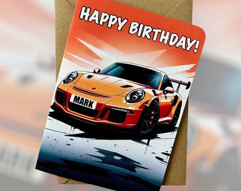 Porsche 911 Personalised Registration Birthday Card Porsche 911 991 GT3 RS Birthday Card Porsche Birthday Card Customised Porsche Card