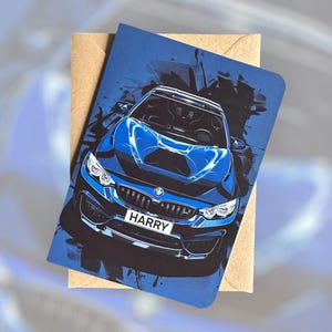 Gepersonaliseerde kentekenplaat auto verjaardagskaart autoliefhebber verjaardagskaart aangepaste BMW M4 verjaardagskaart cadeau voor vriend cadeau voor collega