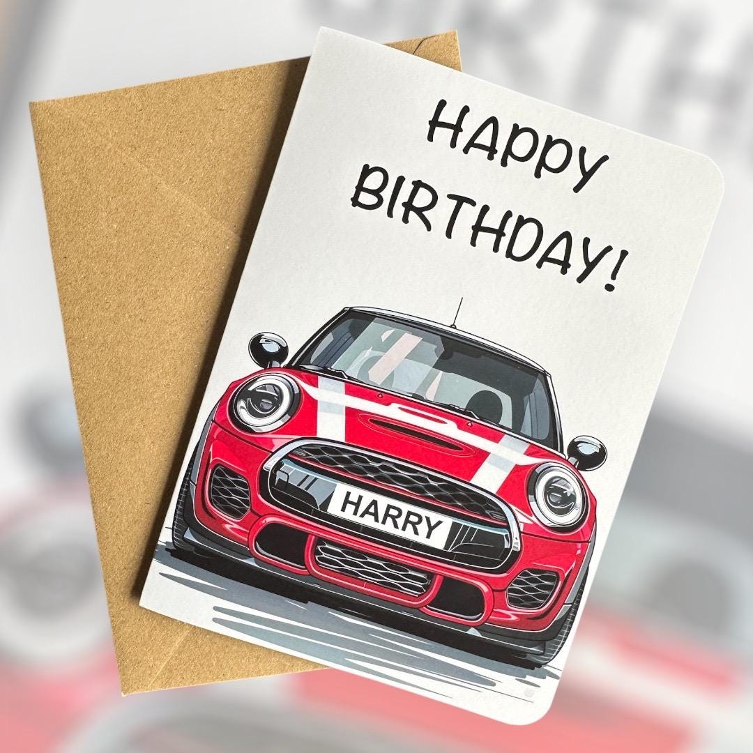 Personalised JCW Mini Cooper Birthday Card Mini Cooper Birthday
