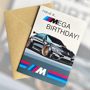 Personalised Car Birthday Card Customised Number Plate Birthday Card BMW M4 Birthday Card Gift for Friend Gift for Car Fan Petrol Head